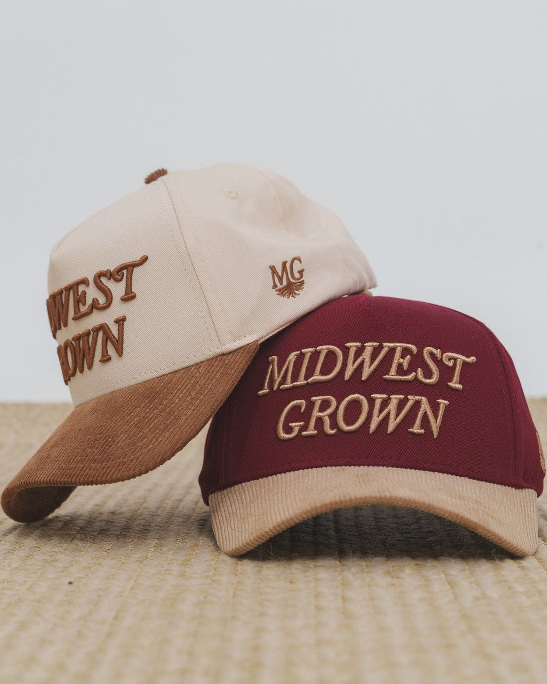Two Midwest Grown Hats Stacked