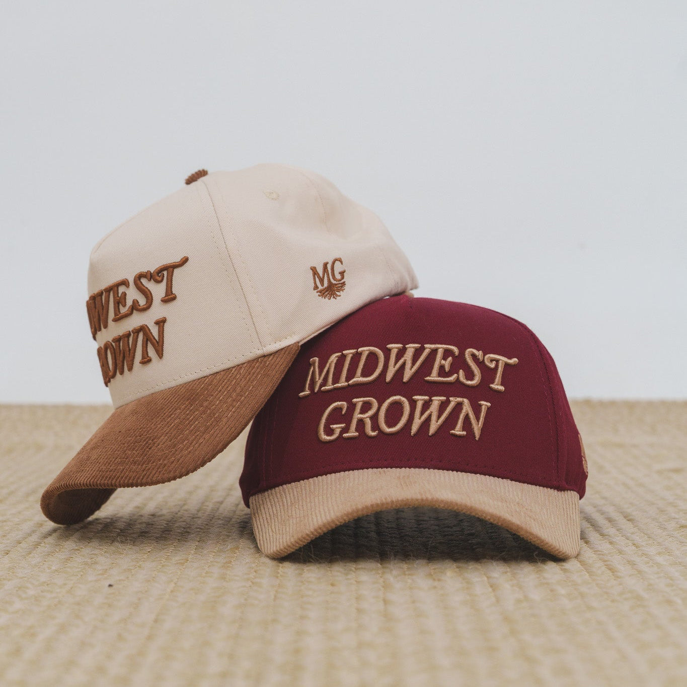 Two Midwest Grown Hats Stacked